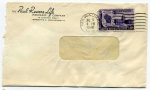 US #957 on Cover - Paul Revere Life Ins Co 1948