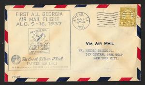 UNITED STATES First Flight Cover 1937 Athens GA