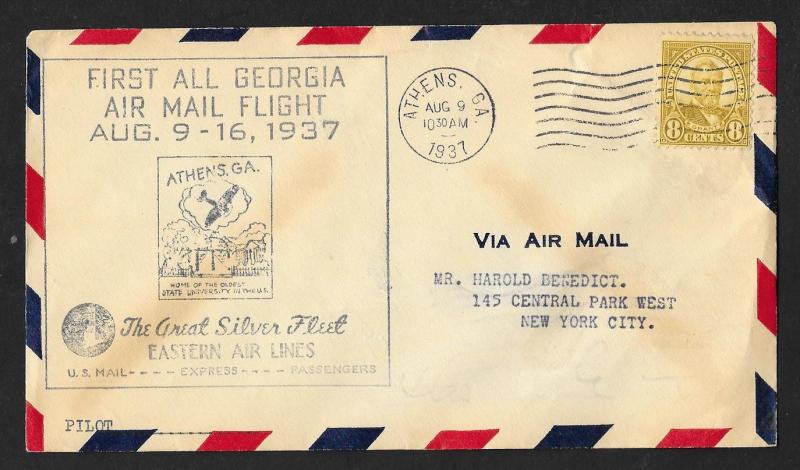 UNITED STATES First Flight Cover 1937 Athens GA