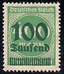 Germany #254  100th M Numerial, Bl Green, Stamp Mint OG NH VF