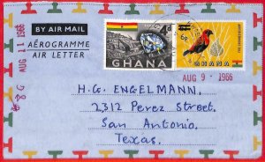 aa3750 - GHANA - Postal History - AEROGRAMME to the USA  1966 - DIAMONDS Birds