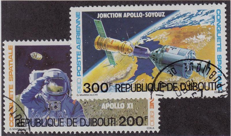 DJIBOUTI CTO Scott # C135-C136 Space - remnants (2 Stamps)