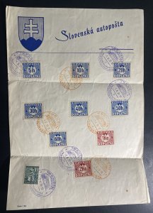 1939 Trencin Slovakia Souvenir Sheet First day cover Mobil Post Office Issue