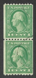 Doyle's_Stamps: Used Scott #448 Pair of 1915 Washington 1c Coil Stamps