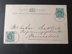 1904 British East Africa and Uganda Postcard Cover Mombasa to Munich Germany