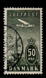 Denmark Sc C9 1934 50ore Airplane over Copenhagen Airmail stamp used