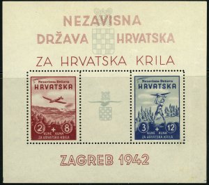 CROATIA WWII German Occupation Postage Souvenir Sheet Block Stamp Collection MNH 