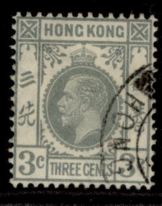 HONG KONG GV SG119, 3c grey, FINE USED.