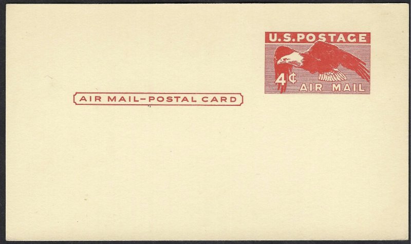 United States #UXC1 4¢ Airmail PC - Eagle (1949). Mint.