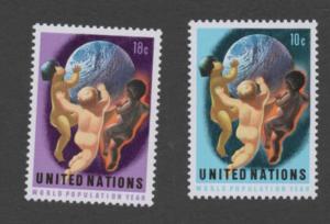 SCOTT   252-253   singles  MNH UN New York 1974