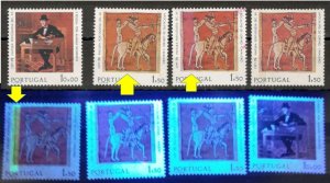 PORTUGAL-4 MNH/MH STAMPS EUROPA CEPT-ART - COLOR VARIETY & PHOSPHORUS TAPE -1975