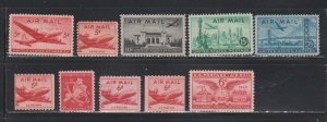 U.S. of America Postal Stamps #C32/C41 Range from/to