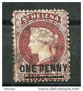 St. Helena 1864-3 Sc 12 Used Overprint Queen Victoria