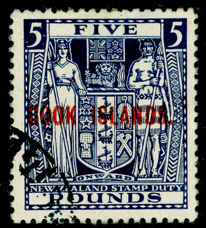 COOK ISLANDS SG136, £5 indigo-blue, FINE USED. Cat £500.