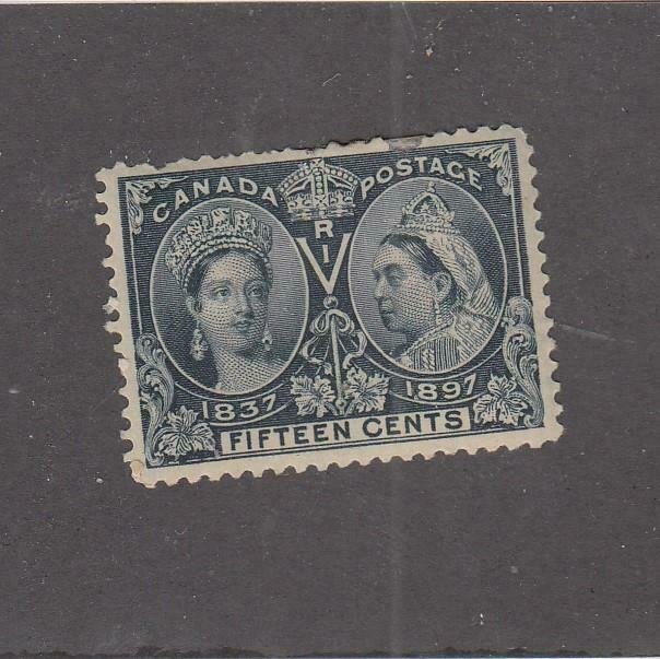 CANADA (MK5859) # 58  FVF-MH SM. TEAR @ TOP 15cts  DIAMOND JUBILEE /BLUE CV $150