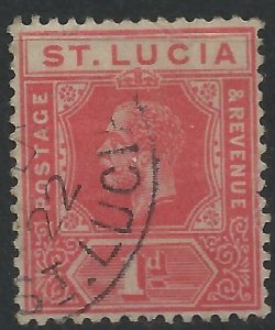 St Lucia 1912 - 1d George V wmk Mult Crown CA - SG79 used