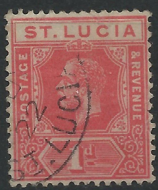 St Lucia 1912 - 1d George V wmk Mult Crown CA - SG79 used