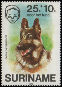 Suriname B232 - Mint-NH - 25c+10c German Shepherd (1976) (cv $1.10)