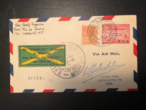 1930 Brazil LZ 127 Graf Zeppelin Airmail Cover to Bethlehem PA USA