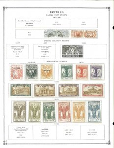 Eritrea 1892-1934 Mint in Mounts & Used Hinged on Scott International Pages.