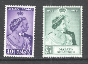 Malaya - Selangor, Scott #74-5  VF, Unused,Silver Wedding, CV $30.25 ... 5600015