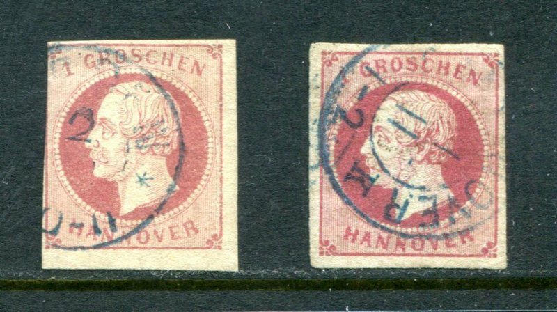 x651 - Germany States HANNOVER #19 & 19b, two shades. Used.