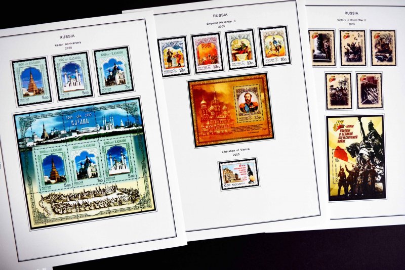 COLOR PRINTED RUSSIA 2000-2010 STAMP ALBUM PAGES (193 illustrated pages)