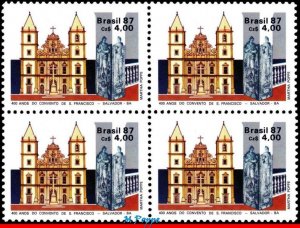 2113 BRAZIL 1987 ST. FRANCIS CONVENT, ARCHITECTURE CHURCHES RHM C-1563 BLOCK MNH