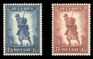 Belgium #B123-124 Cat$250, 1932 Belgian Infantryman, set of two, never hinged