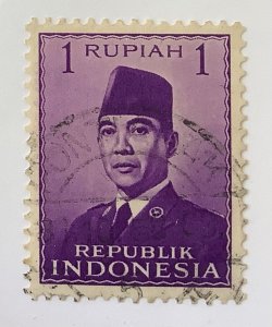 Indonesia 1951 Scott 387 used - 1r, President Sukarno