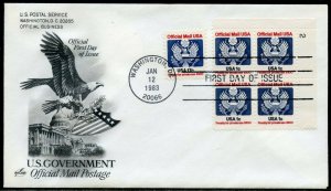 UNITED STATES LOT OF 5 DIFF  OFFICIALS  ON ARTCRAFT UNADDRESSED FIRST DAY COVER