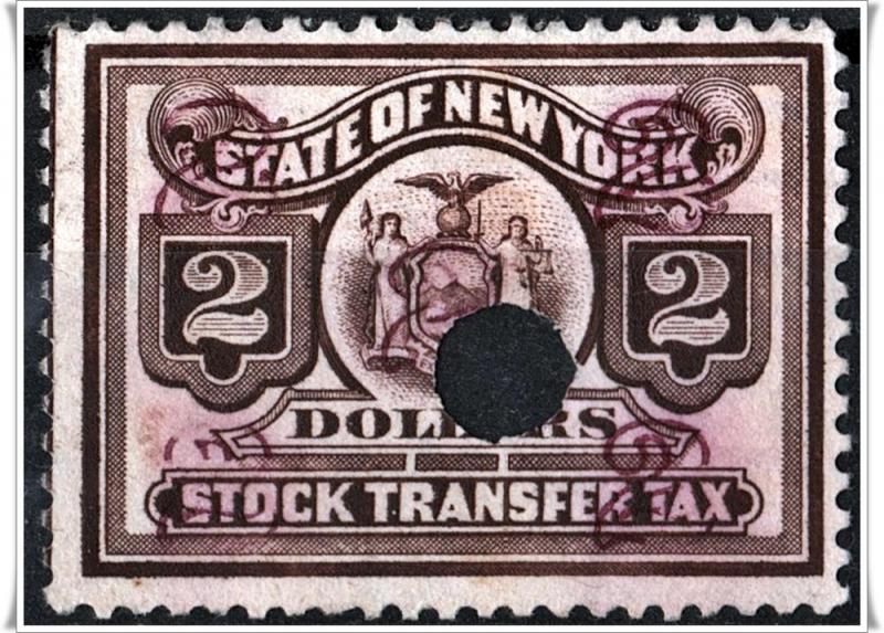 New York State $2.00 Stock Transfer Stamp (Punched)