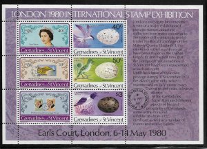 ST. VINCENT GRENADINES ,189A, MNH, S.S OF 6, LONDON 1980 STAMP EXHIBITION