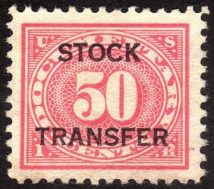 1918, US 50c, Stock Transfer, Used, Sc RD9