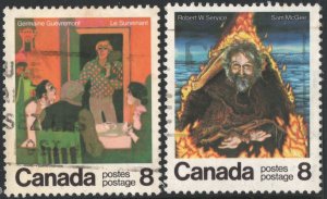 Canada SC#695-696 8¢ Canadian Writers: 2nd Series Singles (1976) Used