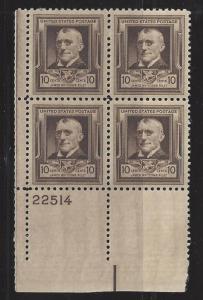 1940 USA - Scott # 868 Plate Block - MNH, OG - Couple Separated Perfs (AG97)