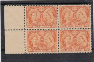CANADA # 51 VF-MNH BLOCK OF 4 1cts JUBILEES CAT VALUE $480