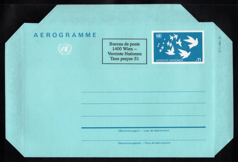 UN-Vienna 1987-92 Air Letters; Scott UC3-5; Mint Folded