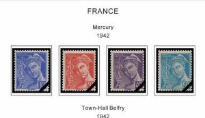 COLOR PRINTED FRANCE 1941-1965 STAMP ALBUM PAGES (55 illustrated pages)