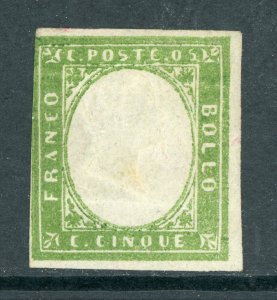 Italy 1855 Sardinia 5¢ Emerald Green  Scott #10 VFU O931 ⭐⭐⭐⭐⭐