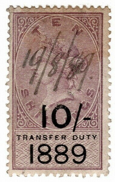 (I.B) QV Revenue : Transfer Duty 10/- (1889)