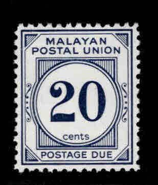 Federation of Malaya Scott J33 MH* Postage Due, p12 wmk 314 Dk Blu