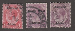 South West Africa Overprinted stamps, used.