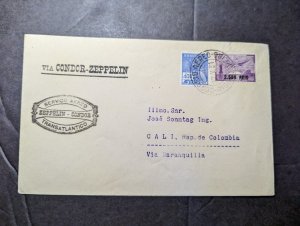 1931 Brazil LZ 127 Graf Zeppelin Airmail Cover Rio De Janeiro to Cali Colombia