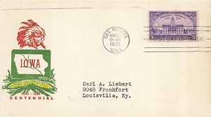 838 3c IOWA TERRITORY - Torkel Gundel cachet