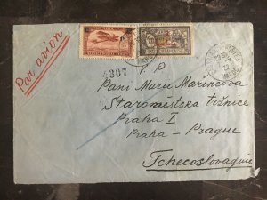 1932 Casablanca Morocco Airmail cover to Czechoslovakia Multi Franked