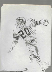 1992 DETRIOT LIONS #20 SKETCH BY MIKE ELMORE 8x10+