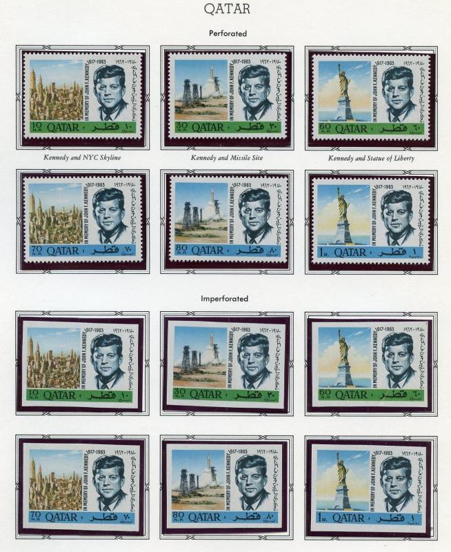 QATAR JOHN F KENNEDY  MEMORIAL  SET PERF &  IMPERF MINT NH