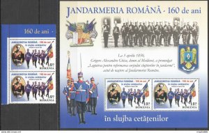 2010 Romania 160 Years Police #6425 2St+Bl465 Michel 29,6 Euro ** Rm303