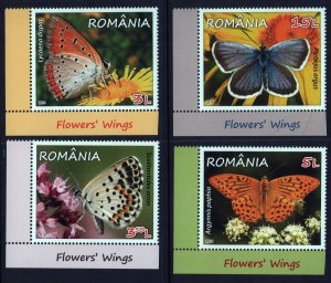 Romania butterflies 2016 MNH stamps sheet corners